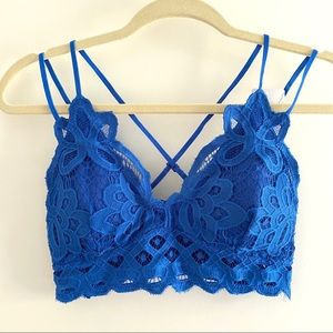 Anemone laced crochet bralette in Royal Blue